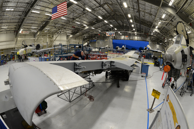 A mechanic with the 571st Aircraft Maintenance Squadron works on the wing of an A-10 Thunderbolt II June 25, 2019, at Hill Air Force Base, Utah.